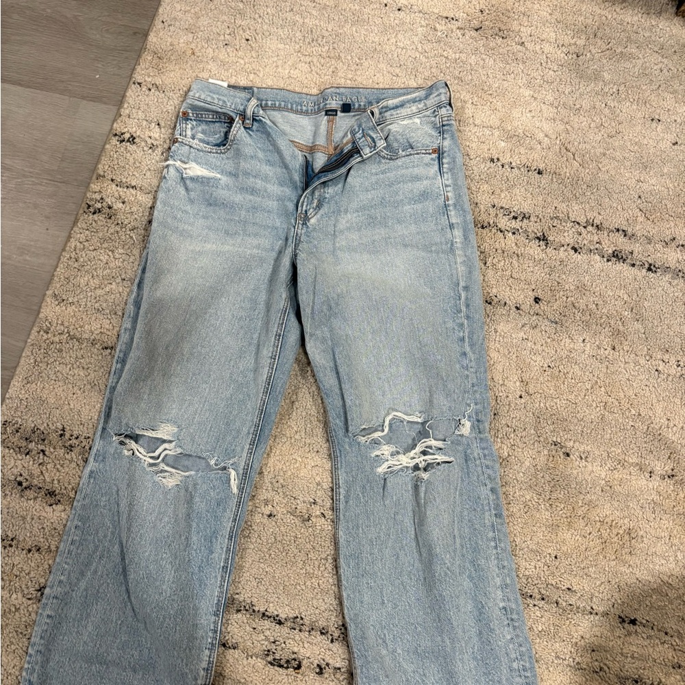 Women's Light Blue Distressed Jeans